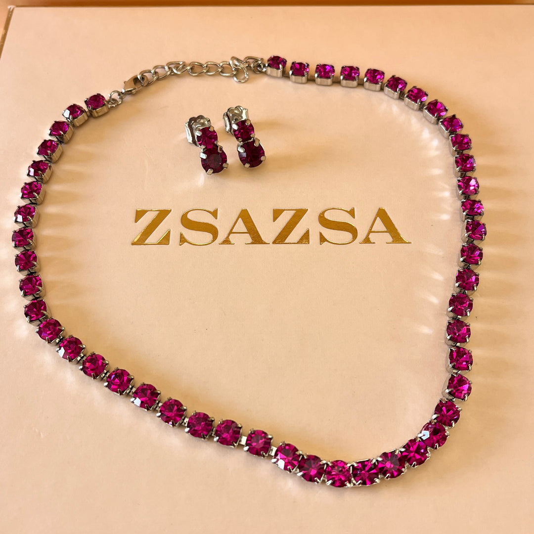 Fuchsia Swarovski crystals set