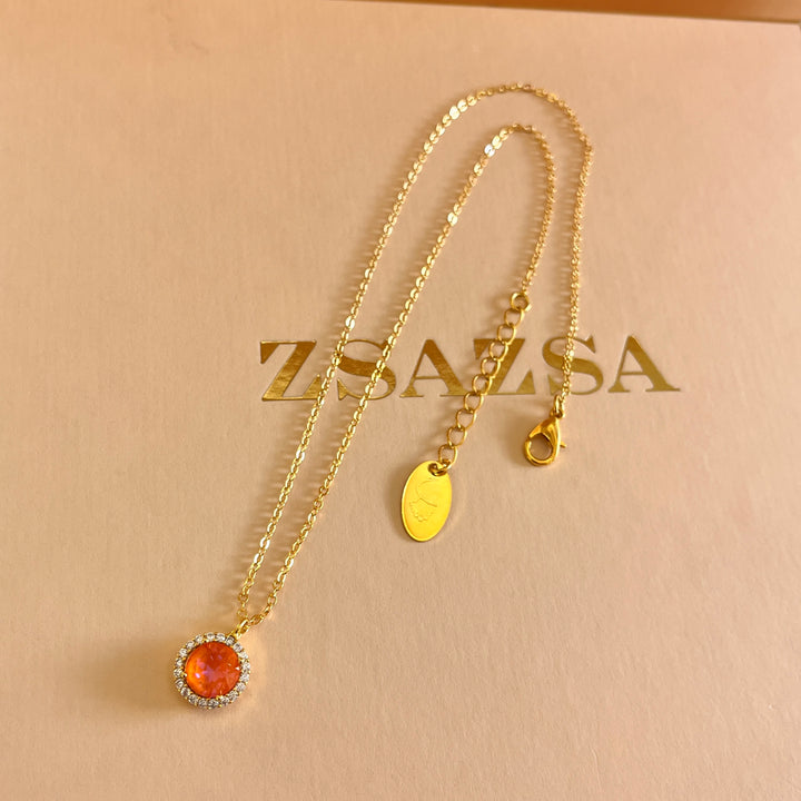 Coral zircone pendant