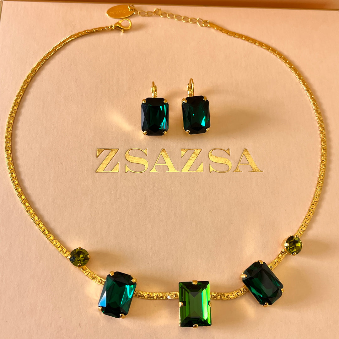 Shade of green Swarovski Crystals set