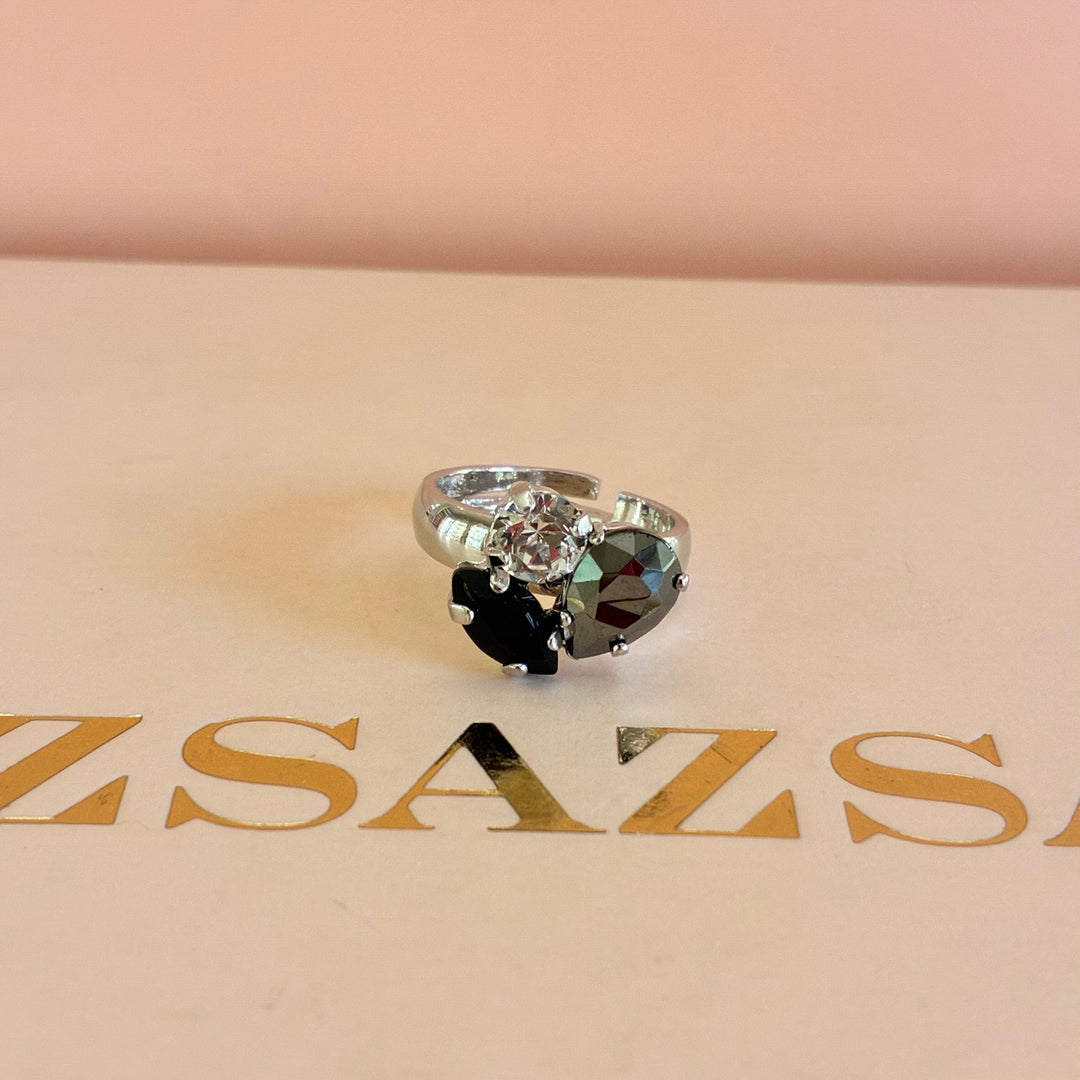 Multistone black and grey Swarovski crystal set