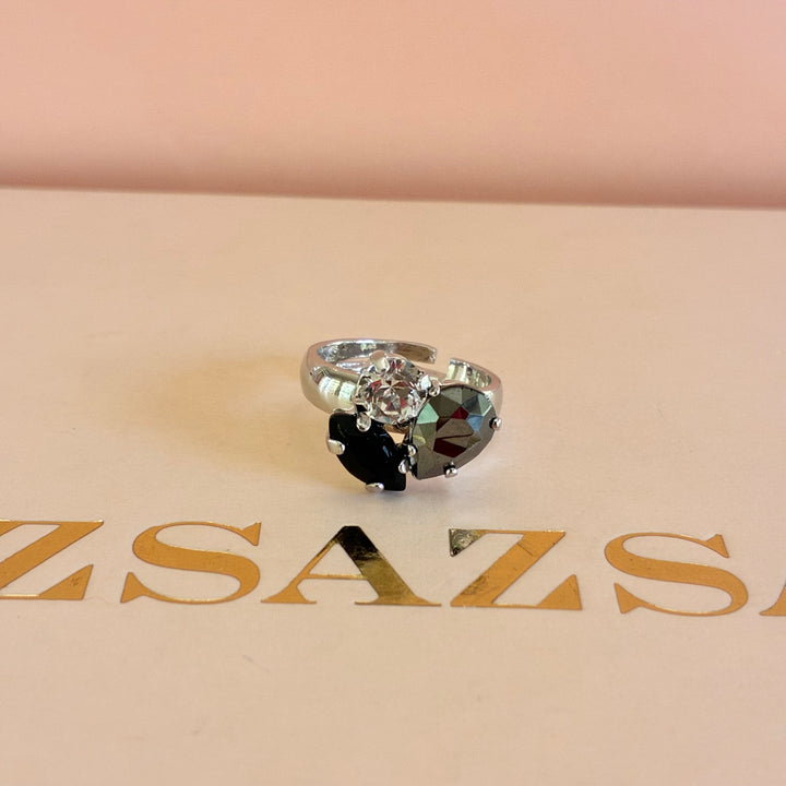 Multistone black and grey Swarovski crystal set