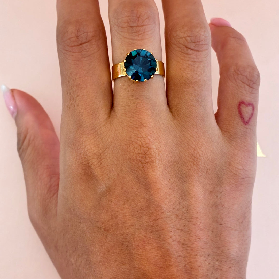 Navy blue Preciosa crystals gold plated set