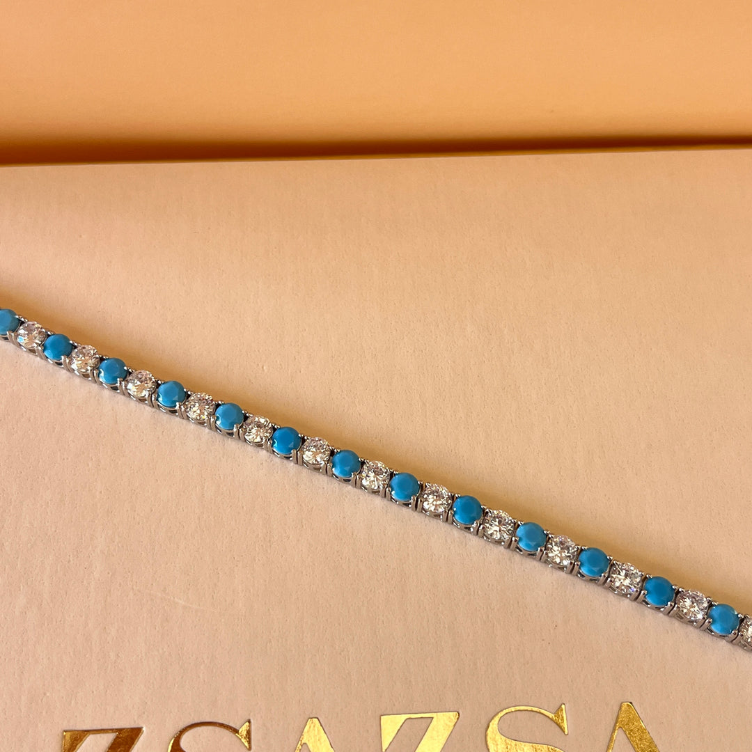 Turquoise zircone tennis bracelet
