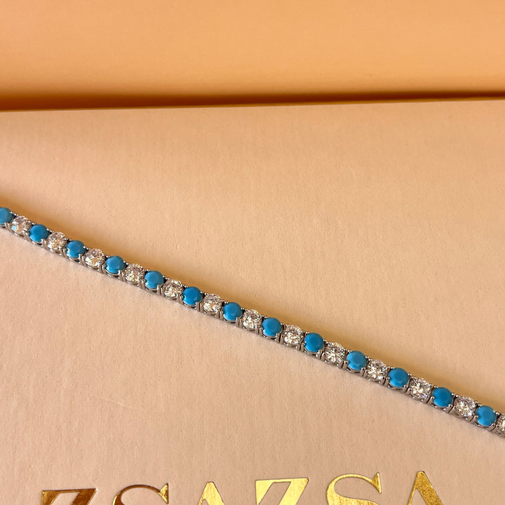 Turquoise zircone tennis bracelet