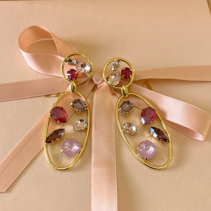 Shades of red and pink Swarovski crystals set