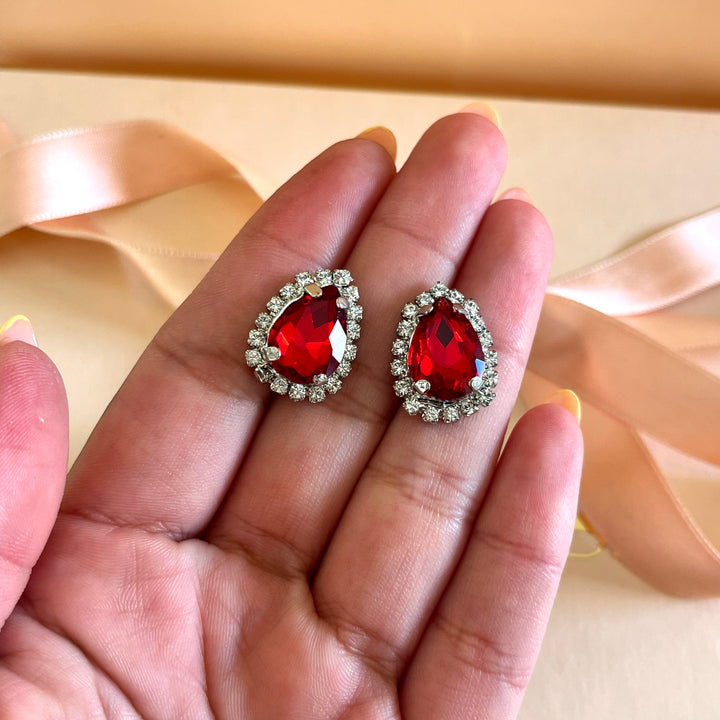 Red teardrop Swarovski crystals set
