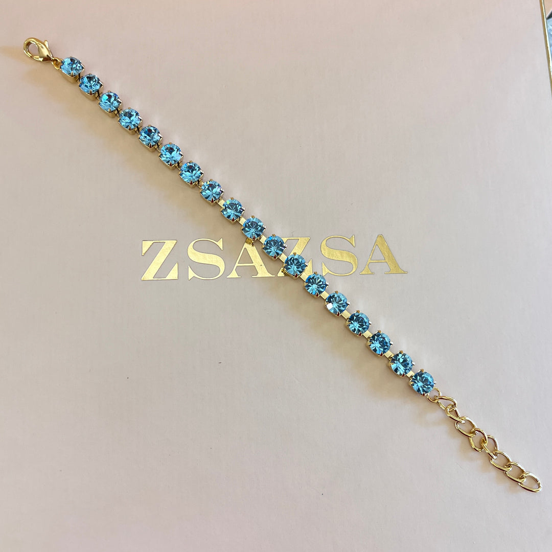 Turquoise Preciosa crystals tennis bracelet