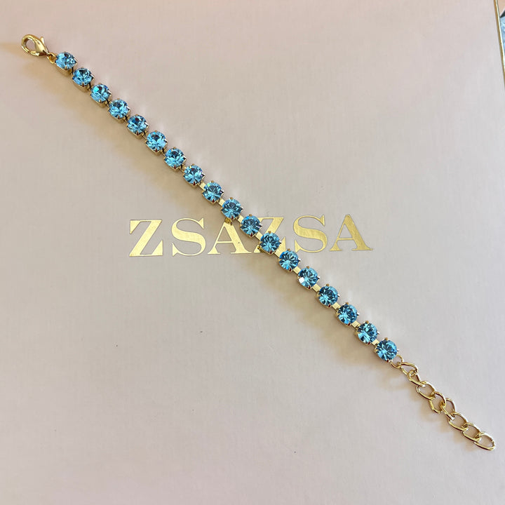 Turquoise Preciosa crystals tennis bracelet