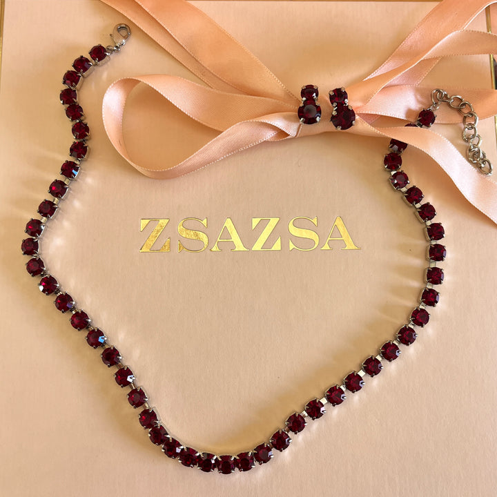 Dark red Swarovski crystals set