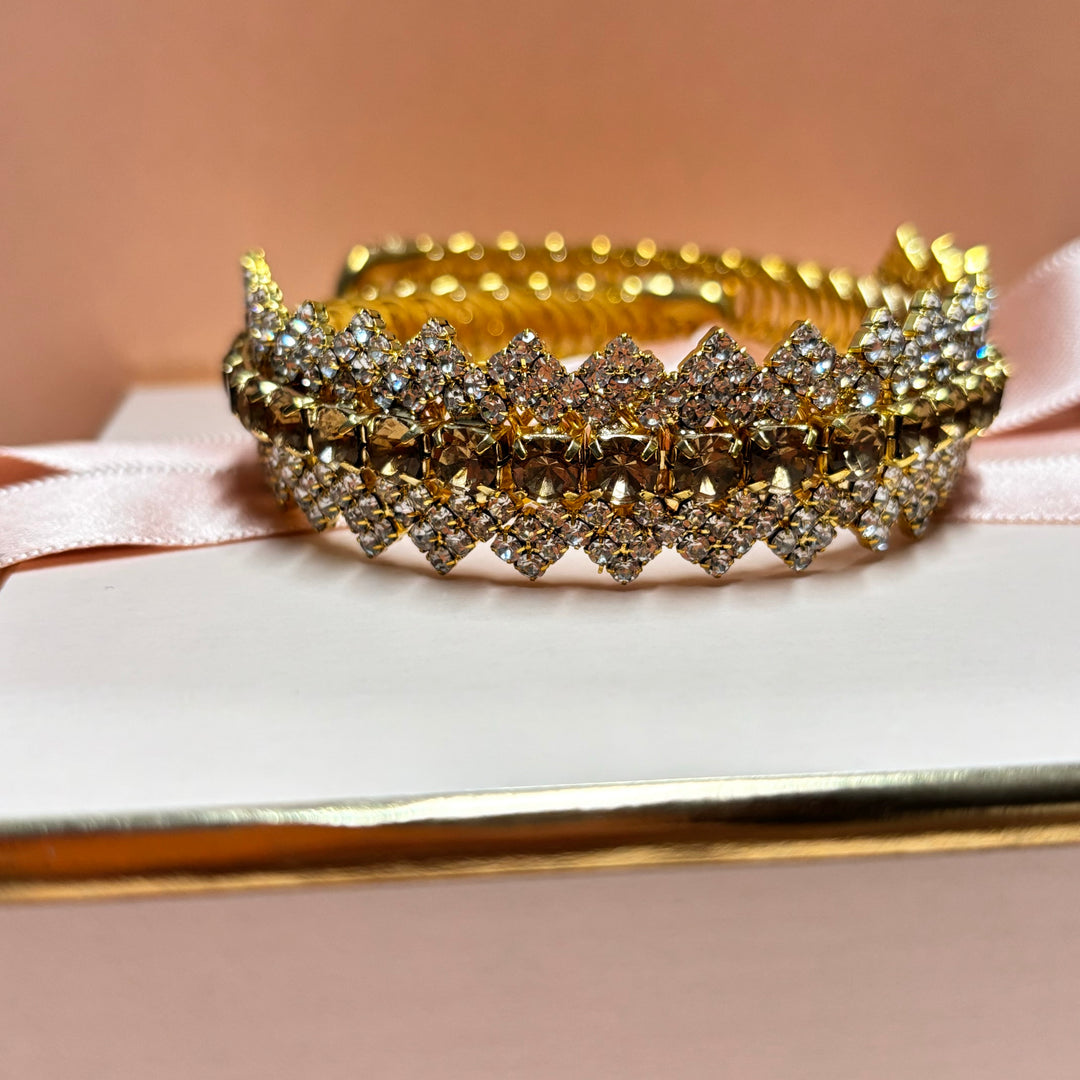 Bronze Rhinestone gold plated bangle