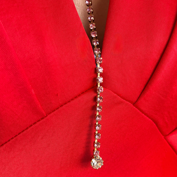 Pink Swarovski crystals gold plated set