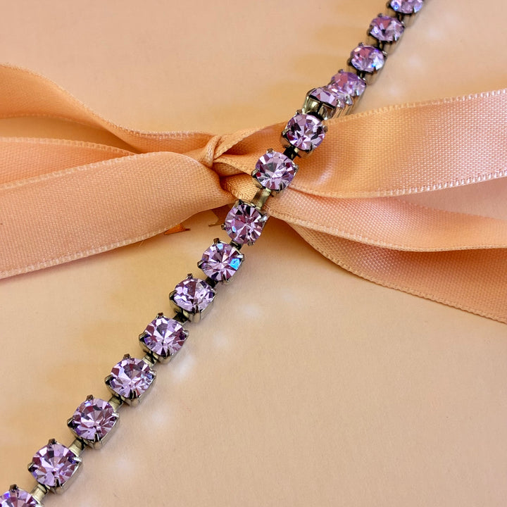 Lilac Swarovski crystals silver bracelet