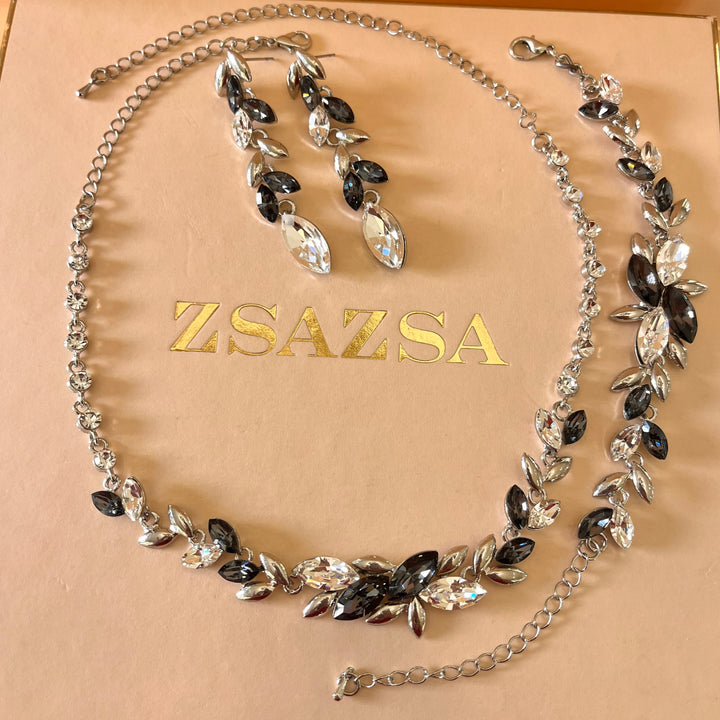Marquise grey Swarovski crystals set