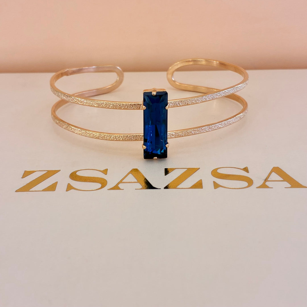 Rectangular navy blue rose gold plated set