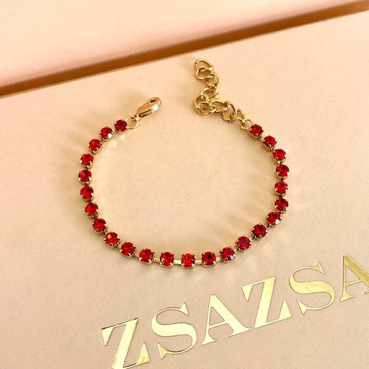 Red preciosa crystals bracelet