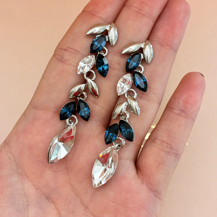 Marquise navy blue Swarovski crystals set