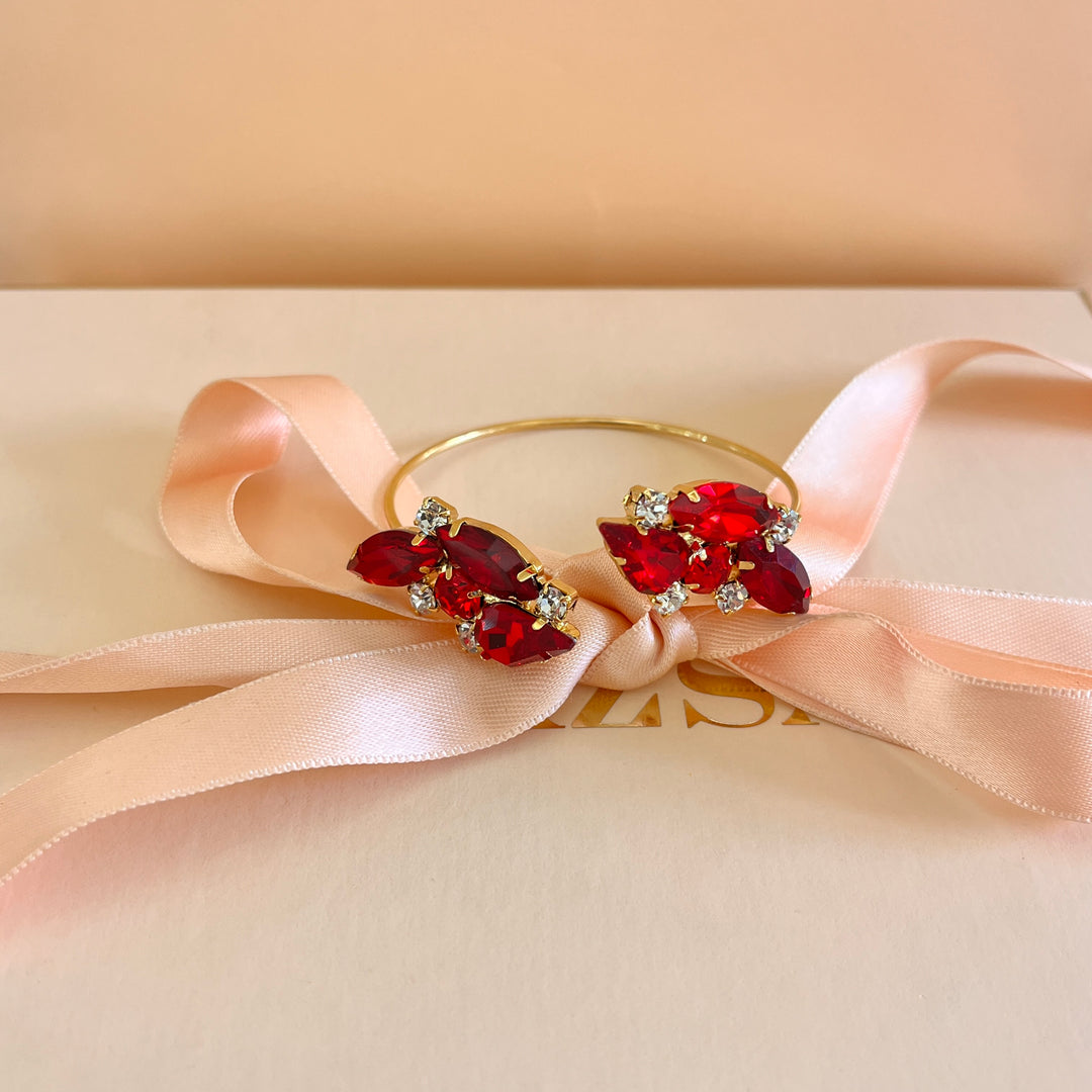 Red preciosa crystals bangle