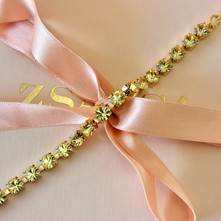 Mint Swarovski crystals gold plated bracelet