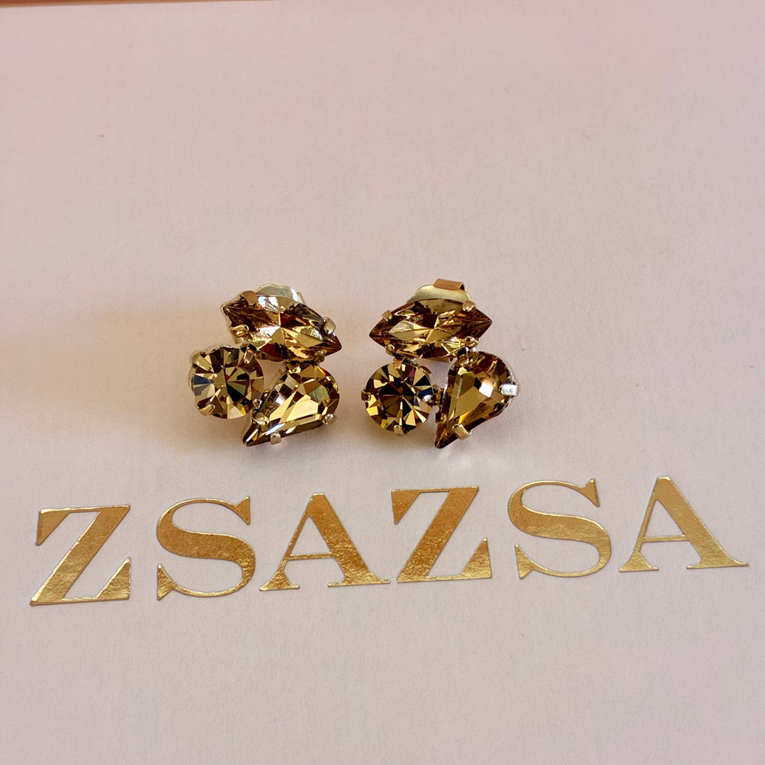 Teardrop and marquise bronze Preciosa crystals set