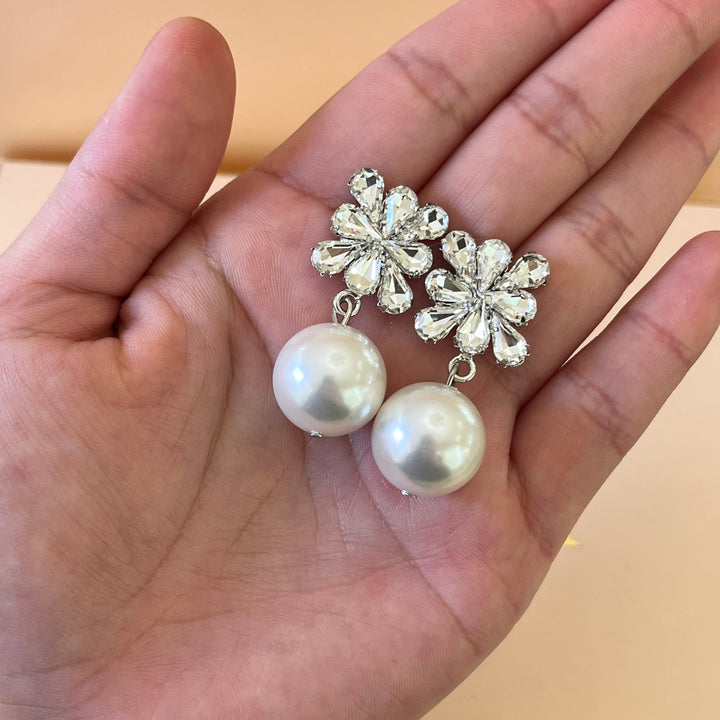 Silver Preciosa crystals & pearls earrings