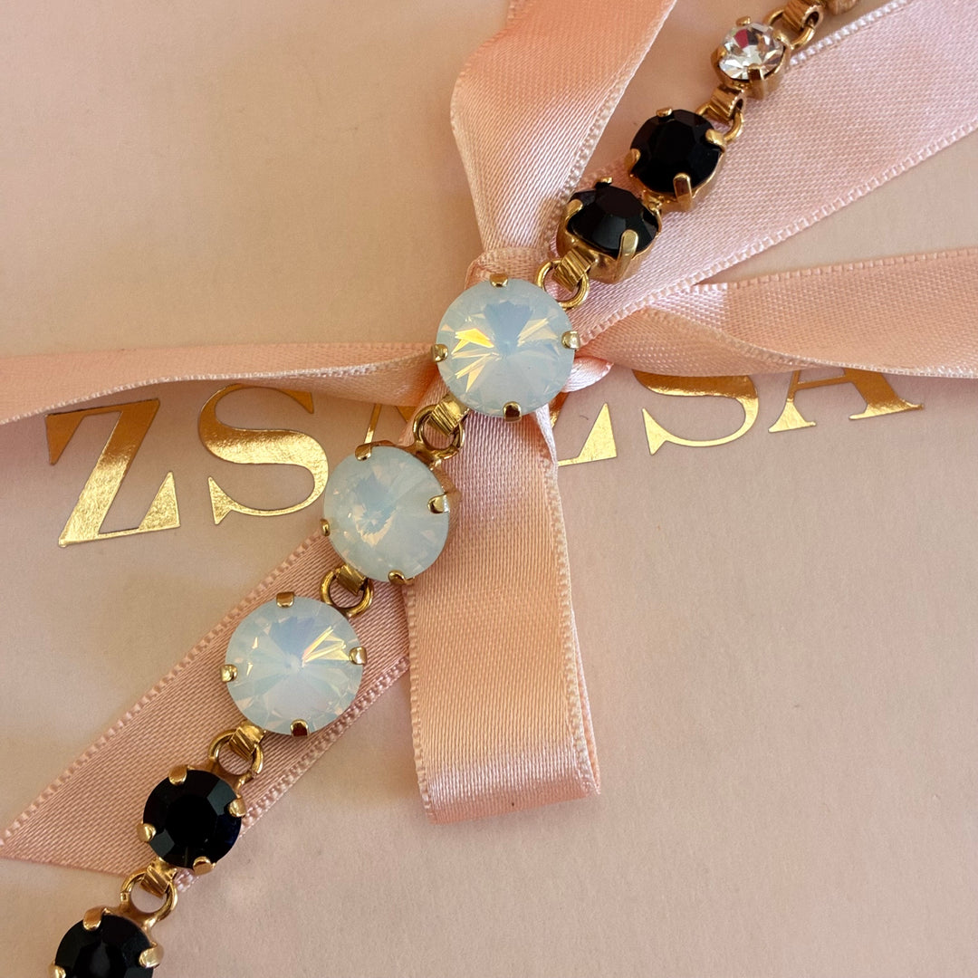 Black and white preciosa crystals set