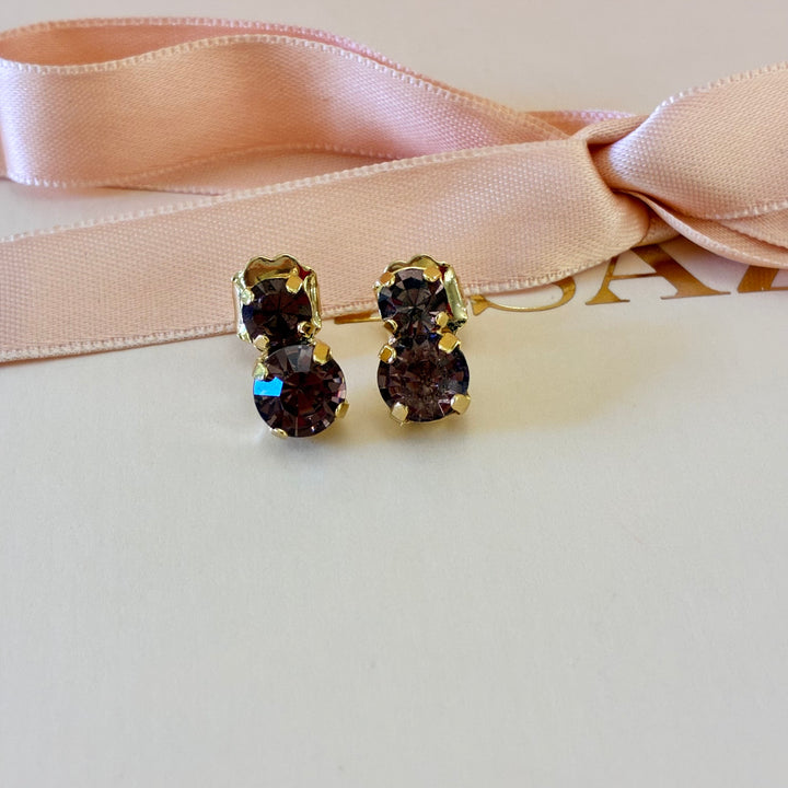 Mauve Preciosa crystals gold plated set