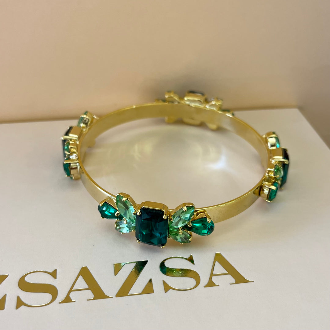 Shade of green preciosa crystals bangle