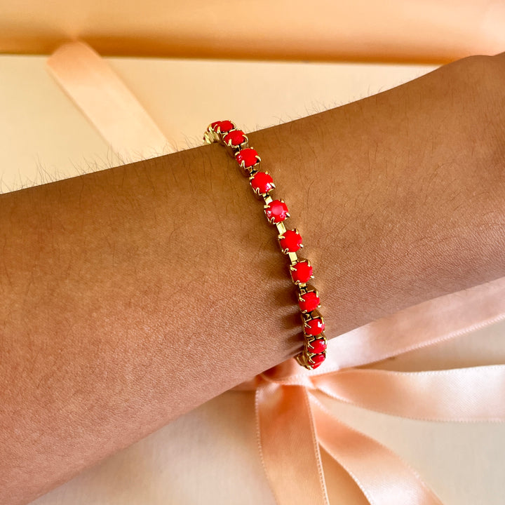 Matte red preciosa  crystals bracelet