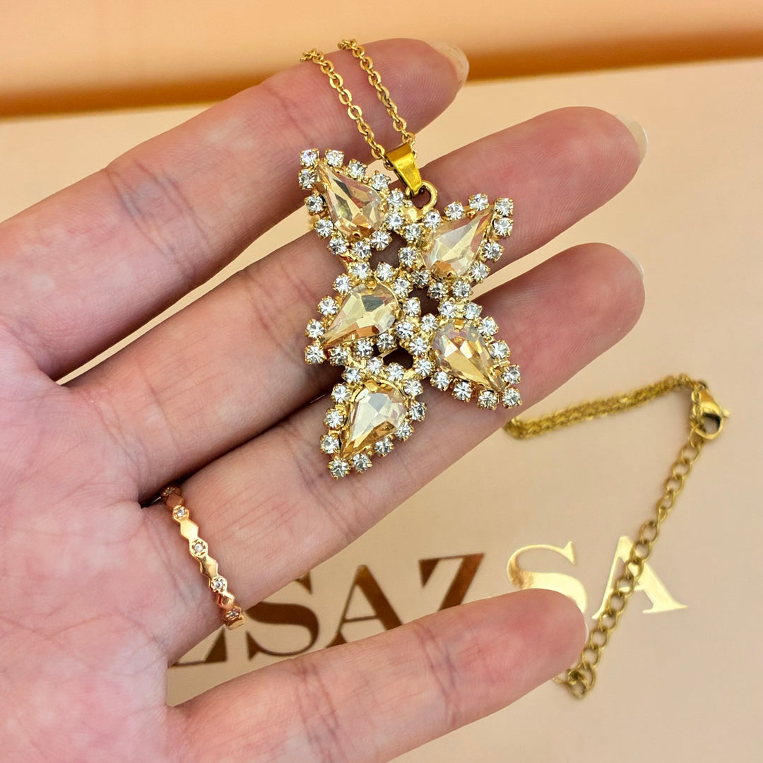 Champagne teardrops Swarovski crystals set