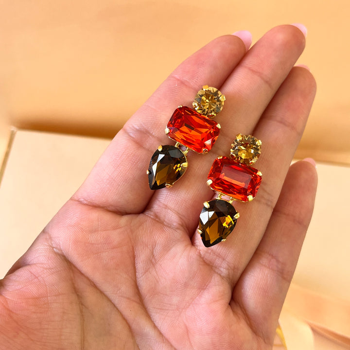 Mix of colour Swarovski crystals earrings