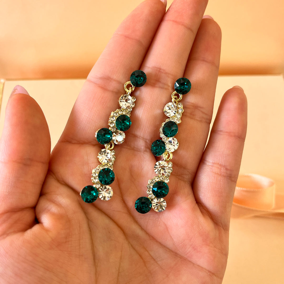 Dark green Swarovski crystals earrings and bracelet