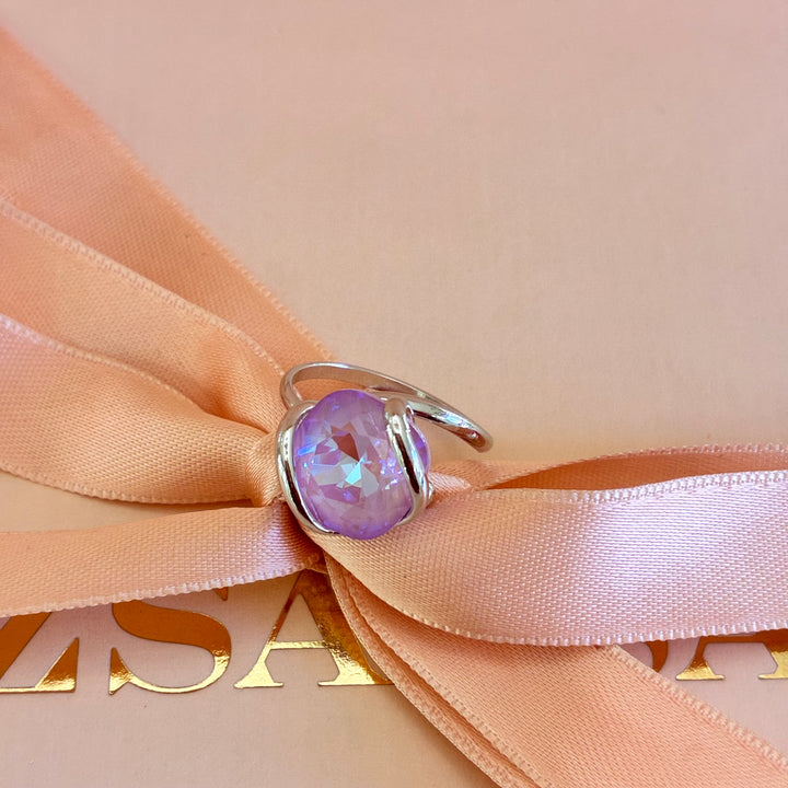 Murano lilac pendant silver set