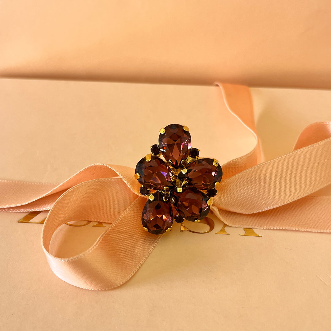 Purple teardrop preciosa crystals set