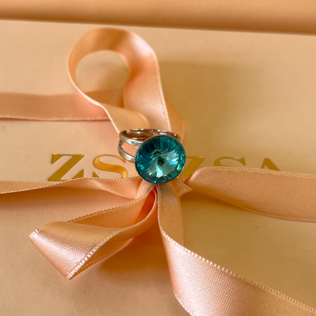 Turquoise Swarovski crystal ring