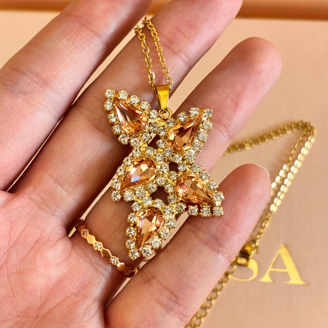 Peach teardrops Swarovski crystals set