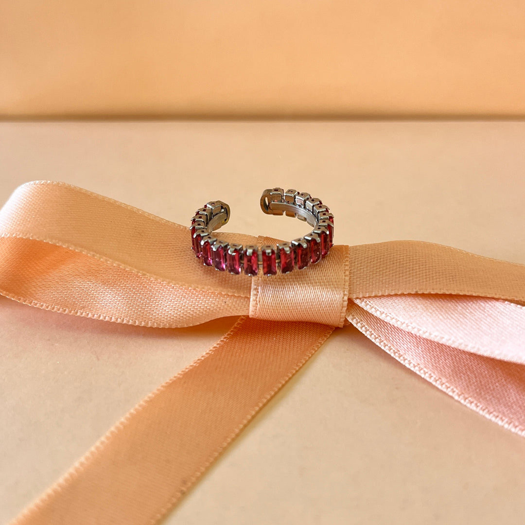 Magenta zircone bangle and ring