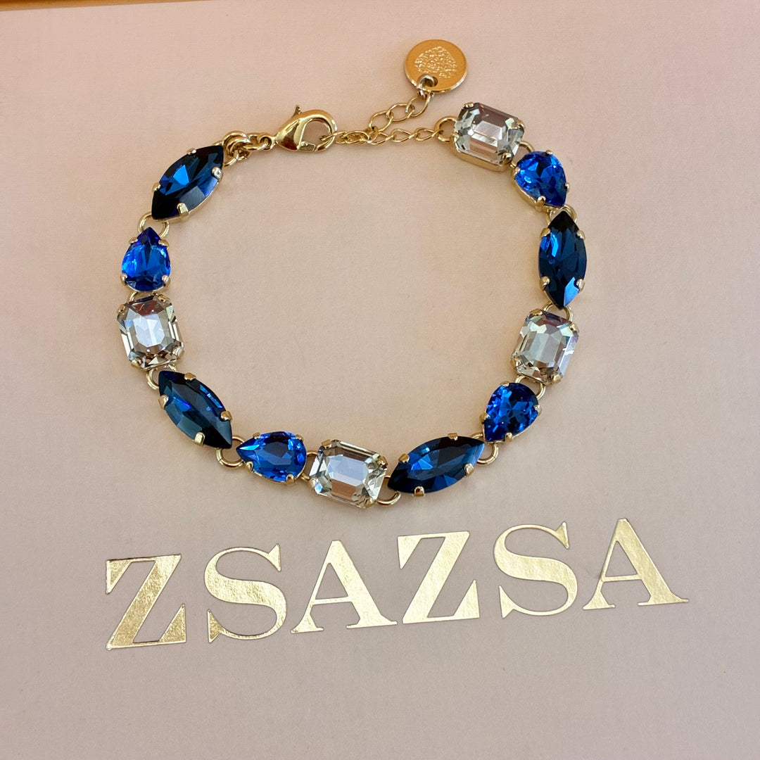 Shade of blue and grey Swarovski crystals set