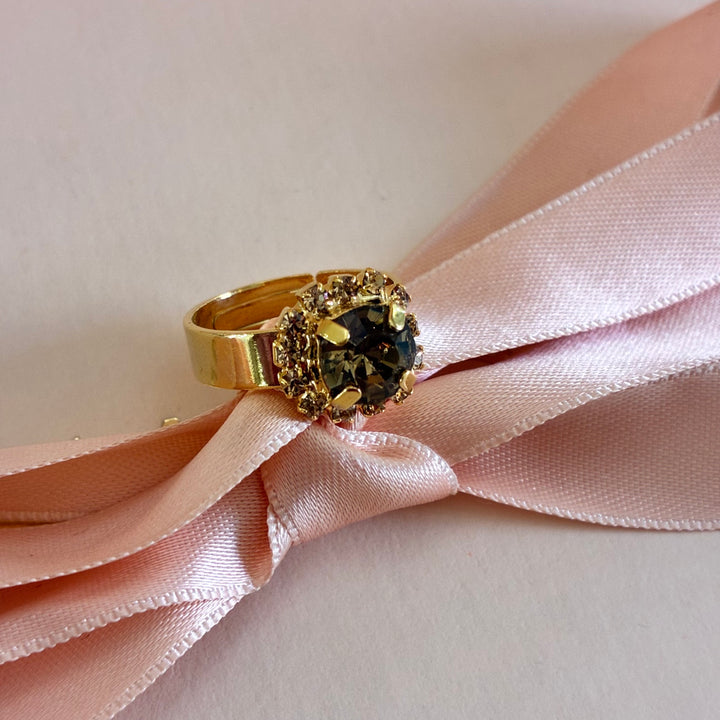 Dainty bronze Swarovski crystals ring