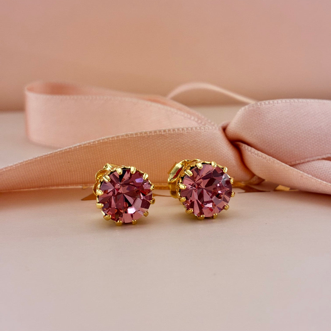 Pink Preciosa crystals gold plated set