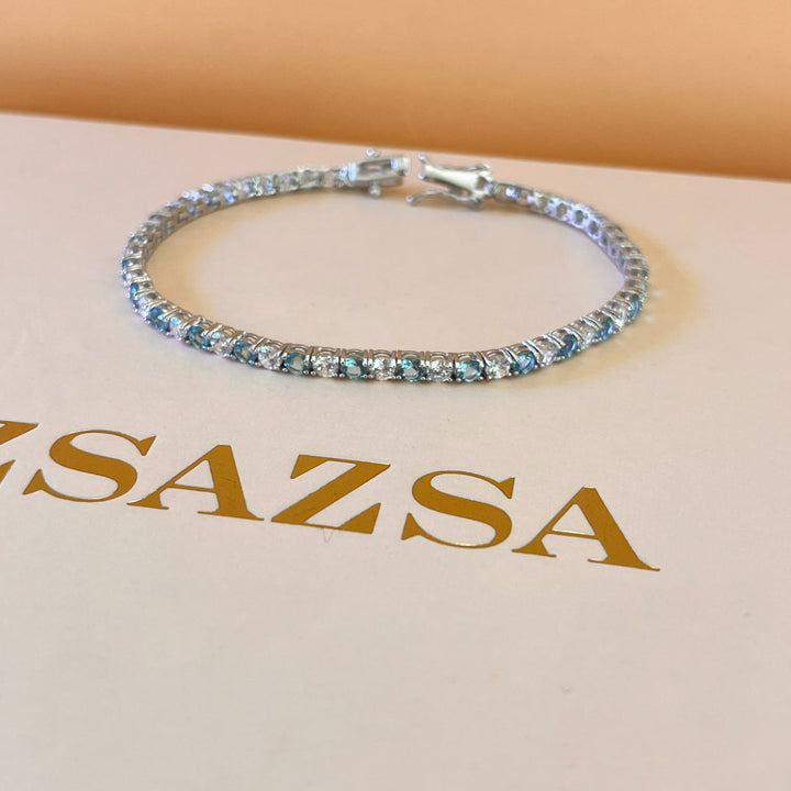 Light blue zircone tennis bracelet
