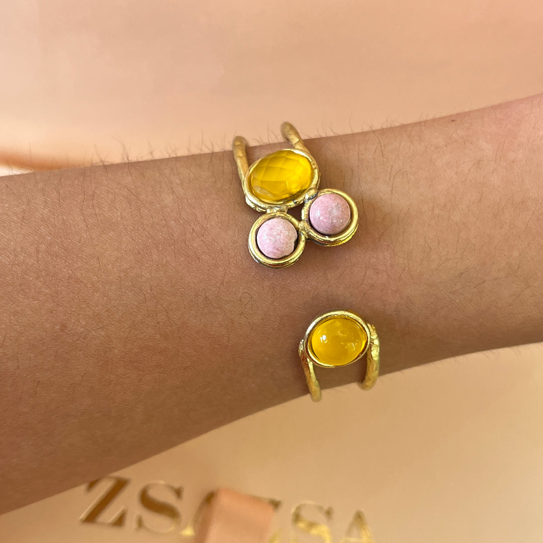 Yellow & light pink handmade set