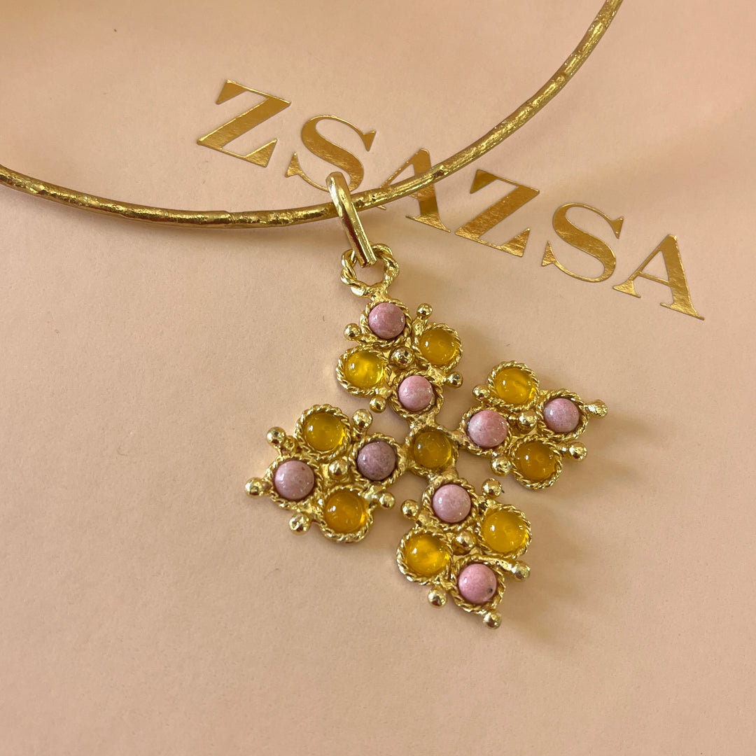 Yellow and light pink handmade set