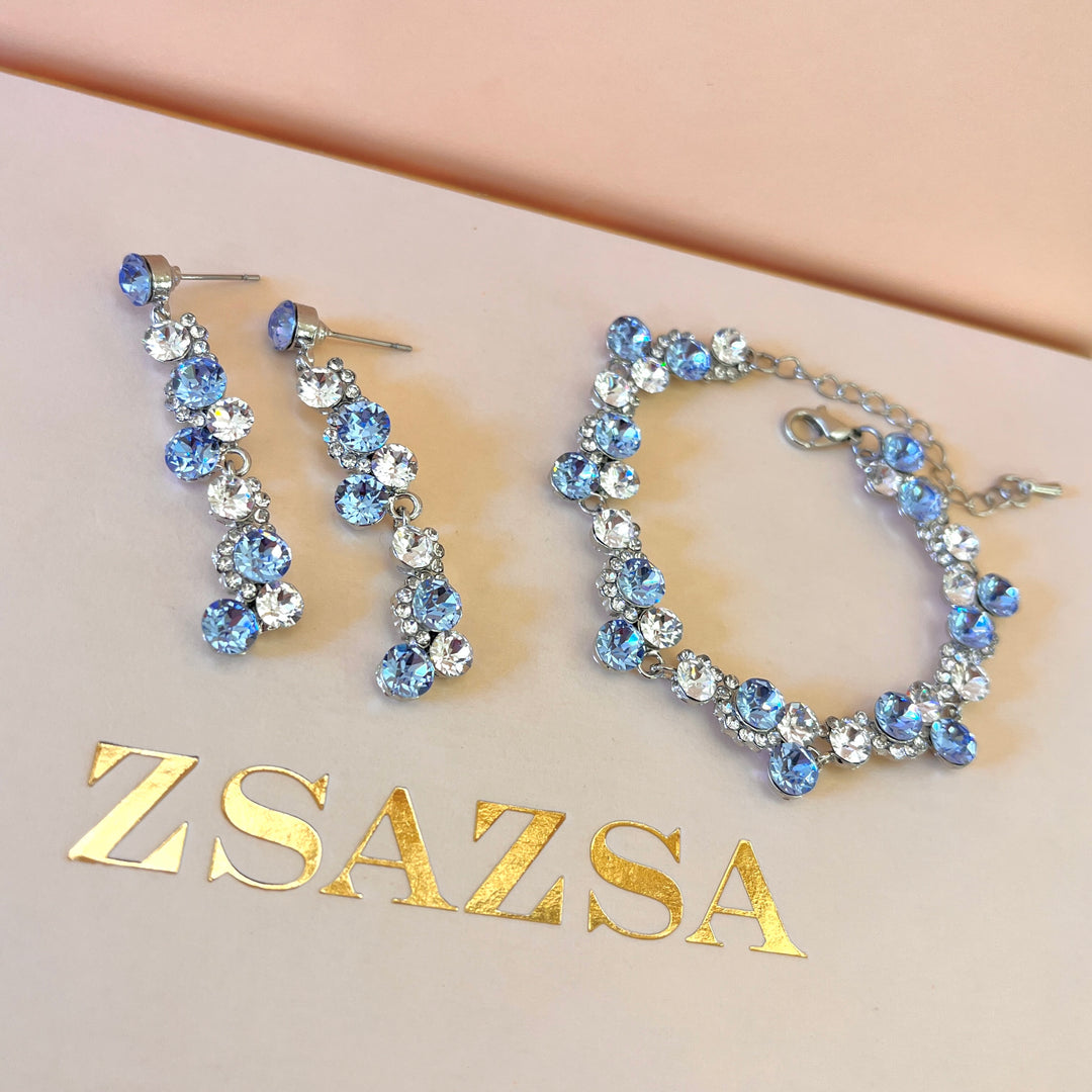 Light blue Swarovski crystals earrings & bracelet