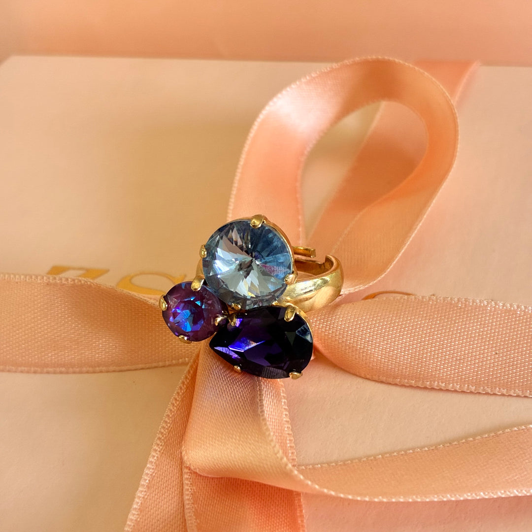 Purple Swarovski crystals ring