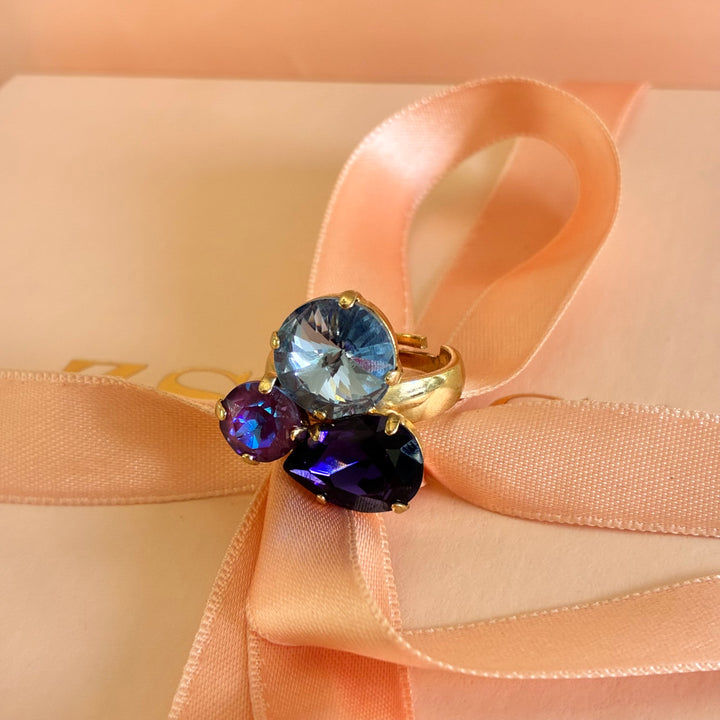 Purple Swarovski crystals ring