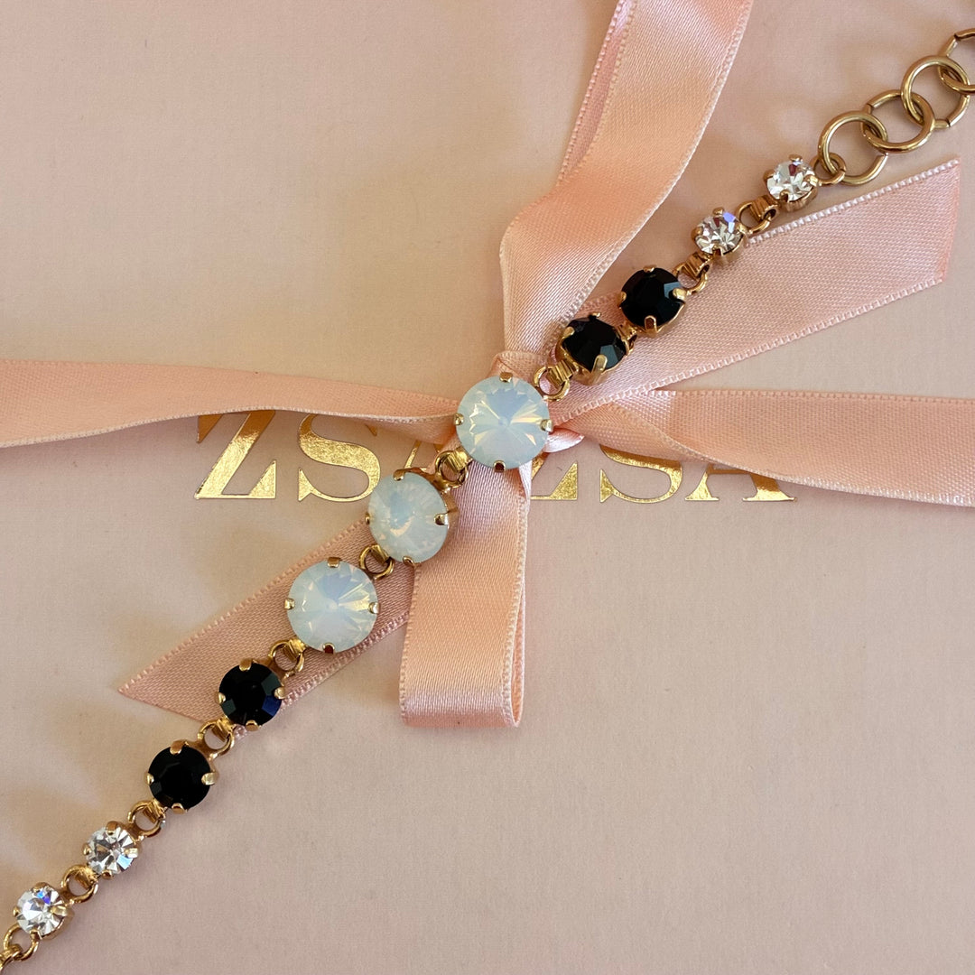 Black and white preciosa crystals set