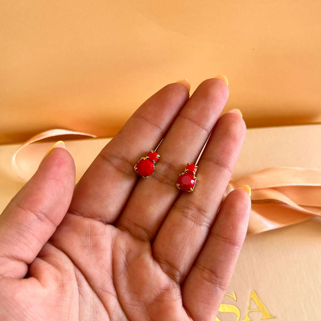 Light red Swarovski Crystals studs