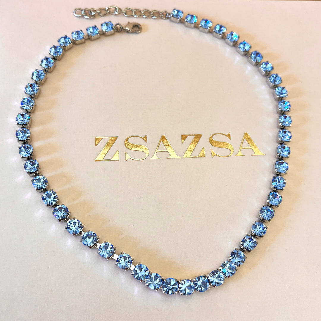 Light blue Swarovski crystals tennis set