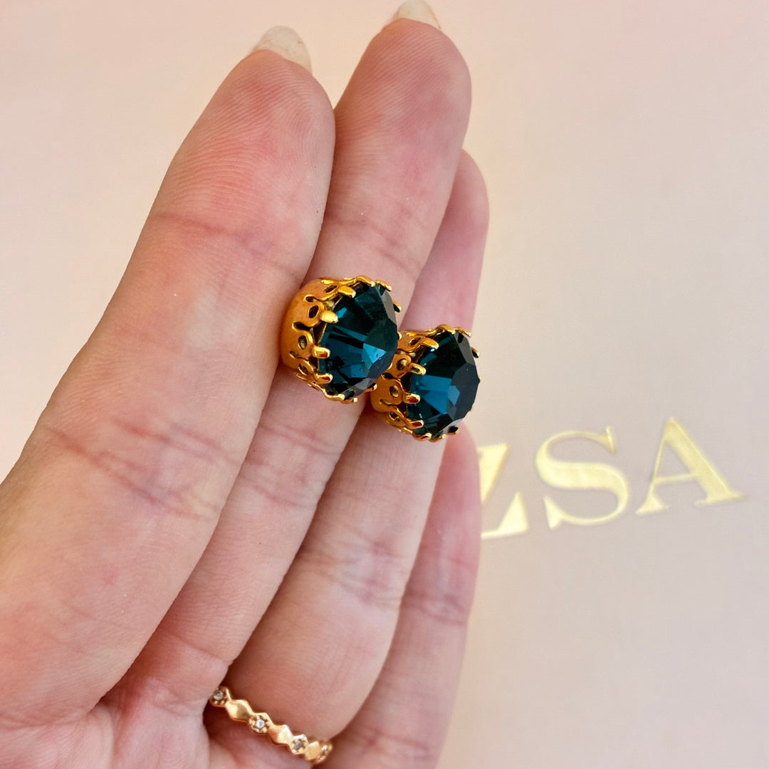 Navy blue Preciosa crystals gold plated set