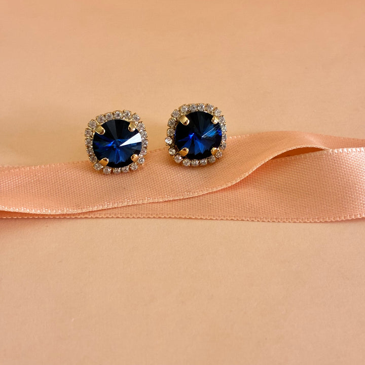 Navy blue Swarovski crystals studs